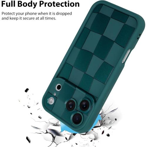 KANGHAR Compatible with iPhone 17 Pro Case 2025 Checkered Pattern -Green