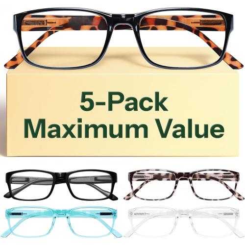 Gaoye 5.0 Professional Reading Glasses for All Day - Computer Readers with Blue Light Protection - Value Pack