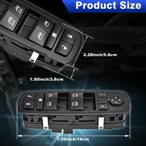 Driver Side Master Power Window Switch | Fits 2011–2020 Chrysler 300, 2015–2017 Chrysler 200, 2011–2019 Dodge Charger, 2016–2022 Ram 1500–5500 | Replaces 68139805AB, 56046823AE，68231805AA