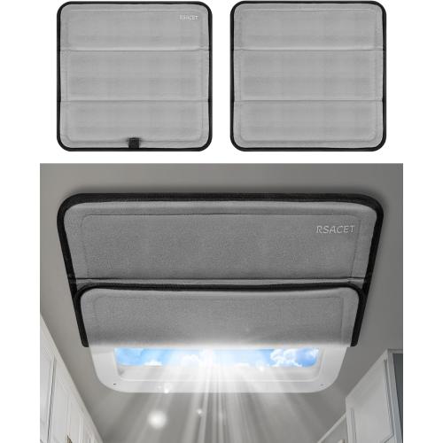 Magnetic Insulated Roof Vent Sun Cover for MaxxAir Fan, Foldable 600D Oxford Fabric Blackout Ventilation Cover 16.5 x 16.5 (Cool Gray)