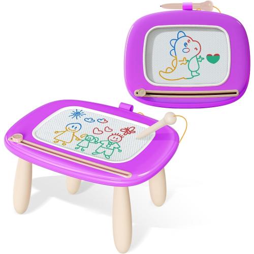 Kikidex Toddlers Toys Age 1-3, Magnetic Drawing Board, Doodle Board Pad Learning and Educational Toys for 1 2 3 Year Old Kids Birthday Gift (Purple)