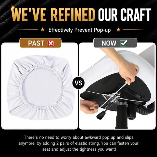 Water-resistant Stretchable Computer Chair Covers - Washable Rotating Backrest and Seat Protectors for Pets - Black