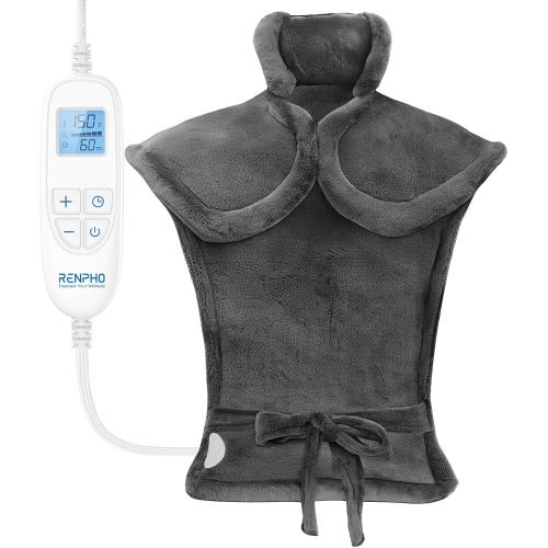 RENPHO Electric Heating Pad - 6 Heat Levels for Neck, Shoulder, and Back, Weighted Pad for Snug Fit - Machine Washable, ETL Safety Certified for Cold Nights and Winter, FSA Eligible **GREY**