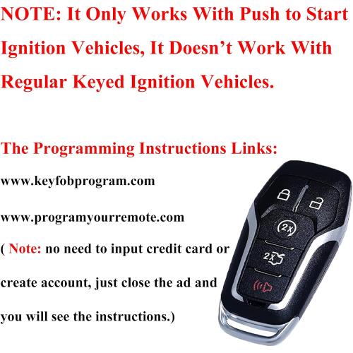 MechanMagic Key Fob Replacement Compatible for Ford Explorer 2016-2017 Edge Mustang Fusion Titanium Lincoln MKZ MKC 2014-2016 MKX 2016-2019 Smart Car Keyless Entry Remote Control 902Mhz 164-R7989