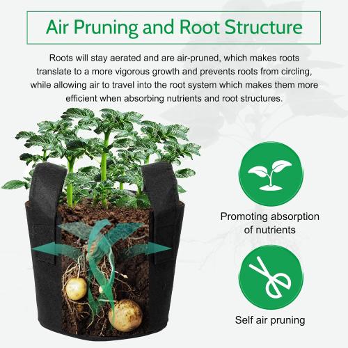 JERIA 12-Pack 20 Gallon Grow Bags, 300G Thickened Nonwoven Garden Pots,Heavy Duty Fabric Pots with Reinforced Handles