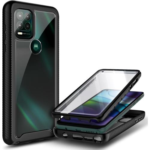NZND Compatible with Motorola Moto G-Stylus-5G-2021 Case, Black | with Built-in Screen Protector | 16FT Military Grade Drop Tested, Full-Body Protection Bumper Shockproof Phone Cover