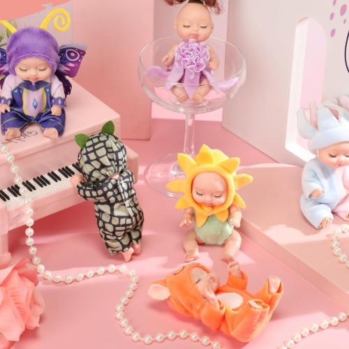 4 Inch Mini Baby Dolls 6pcs Set Cute Realistic Baby Dolls Toys with Handmade Doll Clothes for Suitability Kids 3 and up Forest