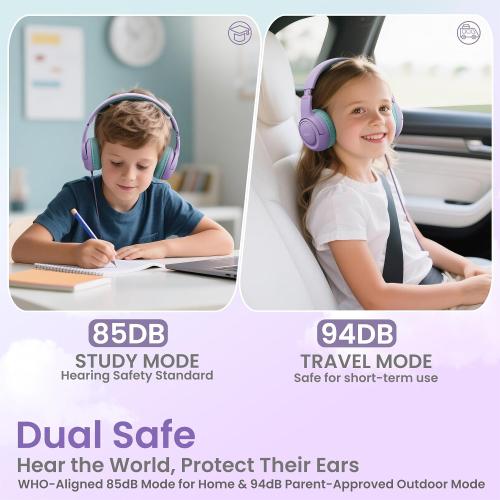 Acer 2‑Pack Kids Headphones for School, 3.5mm Jack, w/Mic HK03‑2P