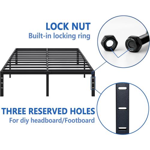 NEW JETO Metal Bed Frame,Twin Size Bed Frame with Storage Space,14 Inch | Heavy Duty Sturdy Mattress Foundation,Easy Assembly,No Box Spring Needed, Black