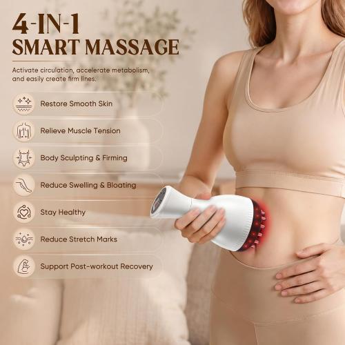 Multford Lymphatic Drainage Massager & Anti Cellulite Massage Tool,White