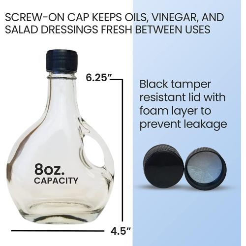 Glass Basque Bottles with Lids, for Oils & Syrups, Set of 3