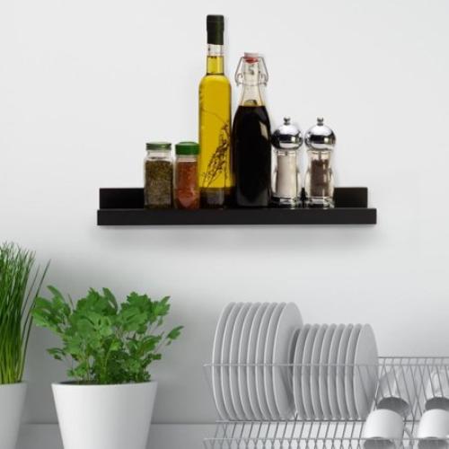 Melannco 18 x 4-inch Black MDF Photo Shelf, 12- Pound Weight Capacity