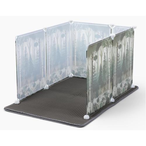 Size XL Willow & Duke Extra Large Cat Litter Box Enclosure Shield with Forest Design & Litter Mat - High-Sided Litter Box Splash Guard, Pee Shield, Easy to Clean Scatter Guard for Mess-Free Home