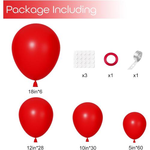 Ouddy Party 129Pcs Red Balloon Arch Garland Kit in 18 12 10 5 Inch
