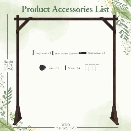 Fomcet 7.2FT Wooden Wedding Arch Stand Square Wood Arch Wedding Arbor for Ceremony Party Proposal Scene Garden Beach Forest Rustic Boho Decorations
