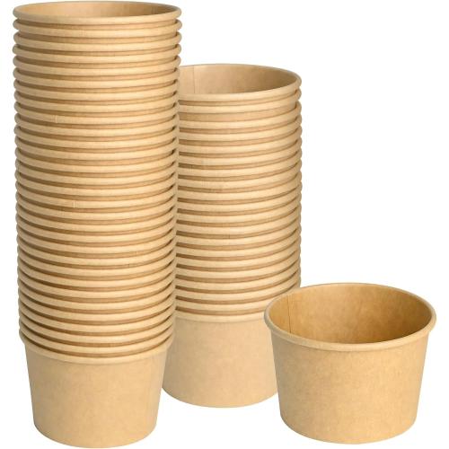 ESSENTIAL Paper Ice Cream Cups, 50 Pcs 8oz Paper Snack Bowls