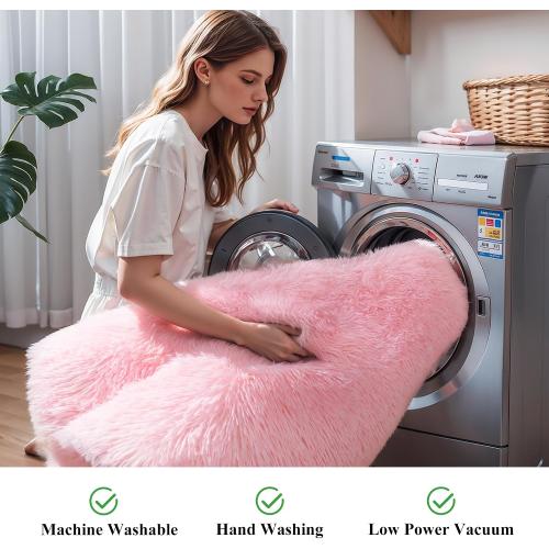 Pink Fluffy 4x6 Area Rugs for Bedoom Girls, Soft Washable Fuzzy Furry Shag Rug for Kids Room, Nursery, Dorm Decor, Cute Plush Carpet for Baby Toddler