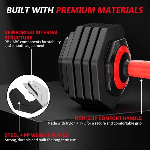 Adjustable Dumbbell Set Pair 25 lb or 50lb,10-in-1 Free Weight