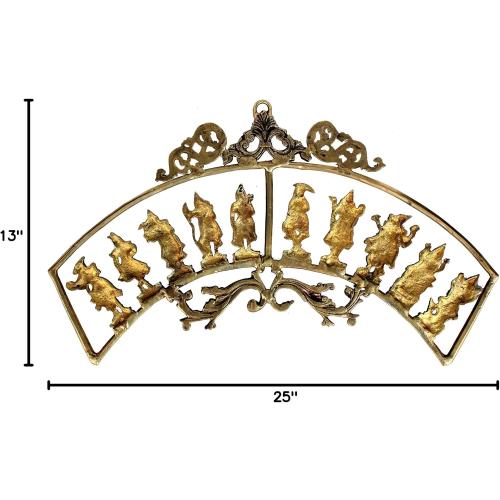 eSplanade - Brass Vishnu Dashavatar Dashavatara Dasavatharam - Ten Incarnations Avtars - Ten Incarnations of Lord Vishnu - Wall Hanging (13 Inch)