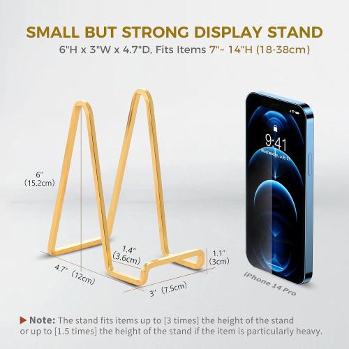 Plate Holder Easel Display Stand - 6 inch Metal Plate Stands for Display - Tabletop Picture Stand - Gold Iron Easels for Display Pictures | Photo Frames | Book | Decorative Plates | Plaque - 3 Pack