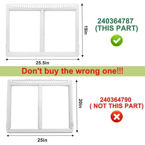 240364787 Refrigerator Crisper Drawer Cover Frame, Refrigerator Replacement Parts Drawer Cover Unit for Frigidaire Refrigerator，Refrigerator Drawer Replacement