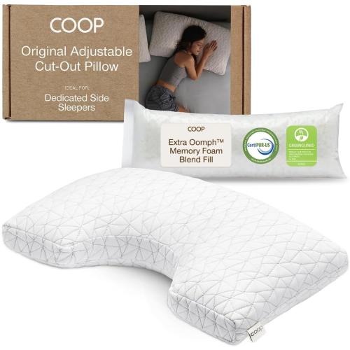 Coop Home Goods Original Cut-Out Adjustable Pillow,  Bed Pillows for Neck & Head Support,  Memory Foam Pillows - Medium Firm for Side Sleeper, CertiPUR-US/GREENGUARD Gold