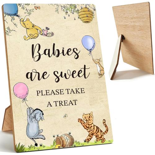 Pooh Bear Baby Shower Decorations, Wooden Winnie Bear Baby Shower Sign