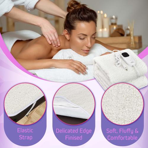 Massage Table Warmer Heating Pad – 71x31 Heated Massage Pad with Adjustable Temperature (104°F–131°F), Auto Shut-Off, Sherpa Fabric, Ideal Massage Blanket & Bed Warmer for Table Use