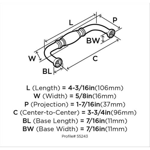 Amerock Granby 3-3/4-in (96mm) Center to Center Oil Rubbed Bronze Arch Handle Drawer Pull