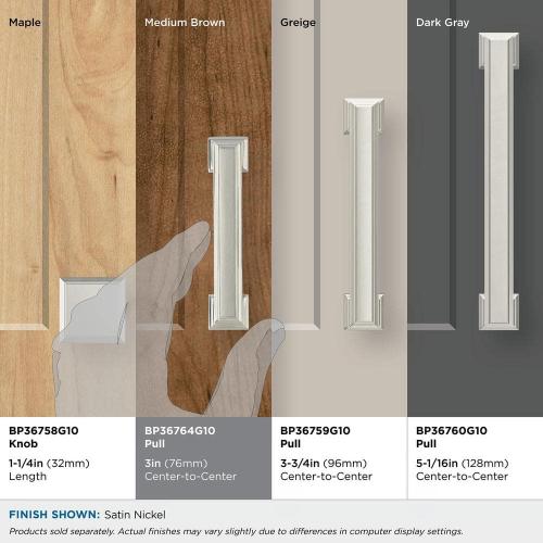 Appoint 3 in. (76mm) Traditional Satin Nickel Bar Cabinet Pull