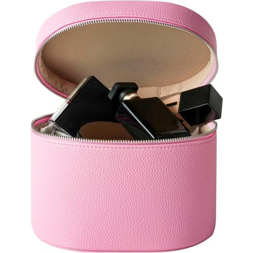 RSRSLEII Waterproof PU Leather Makeup Bag, Portable Toiletry Bag (02Pink)