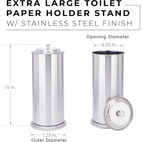JS Jackson Supplies Free Standing Extra Large Toilet Paper Holder - Stainless Steel