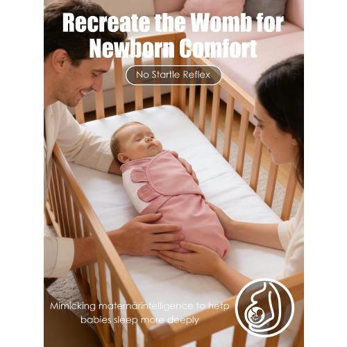 Newborn Swaddle Blanket Wrap 0-3 Months (3-Pack) - Adjustable Infant Sleep Sack, 100% Cotton Anti-Startle Soothing Sack, Soft Breathable Nursery Bedding - Dusty Rose   Pearl   Mauve