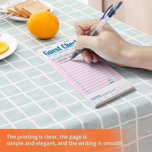 ZPARIK 6 Pack Guest Checks Books, Server Note Pads, Pink | 5 Pack Guest Checks with 50 Sheets Per Book, Waiter Checkbook, Waitress Notepad for Restaurants, Perfect for Servers