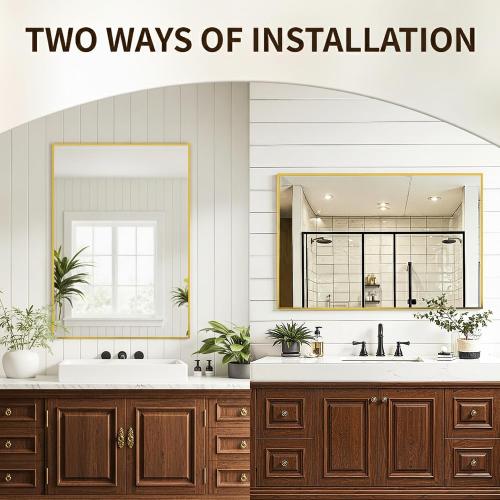 FICTOR Bathroom Vanity Mirror for Over Sink, 24 x 36, Gold