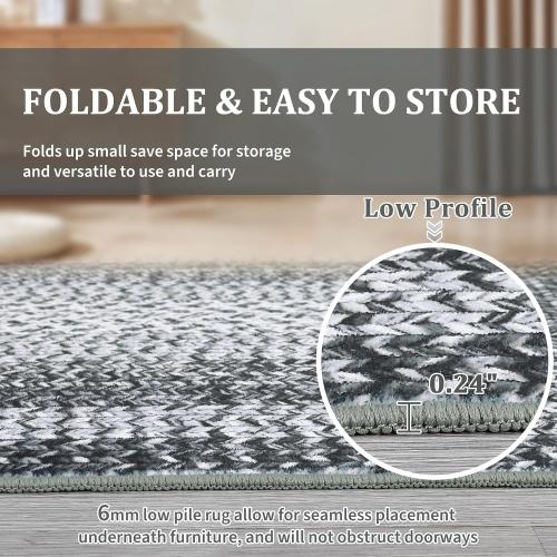 RUGSREAL 2x6 Runner Rug Braided Print Hallway Area Rugs Machine Washable