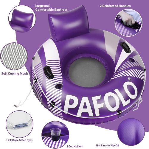 Pool Float Adult, 53 Large Inflatable River Tube Float, River Tubes for Floating Heavy Duty with Mesh Bottom, Comfortable Backrest & 2 Cup Holders & Durable Grab Handles,450 lbs Weight Capacity