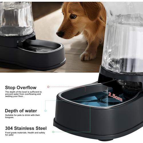 Automatic Dog Water Dispenser & Feeder Food Set, 304 Stainless Steel Bowls