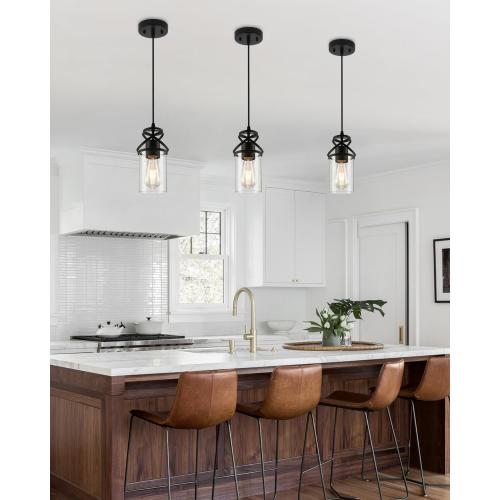foucasal Pendant Lights Kitchen Island, Black Modern Hanging Pendant Light