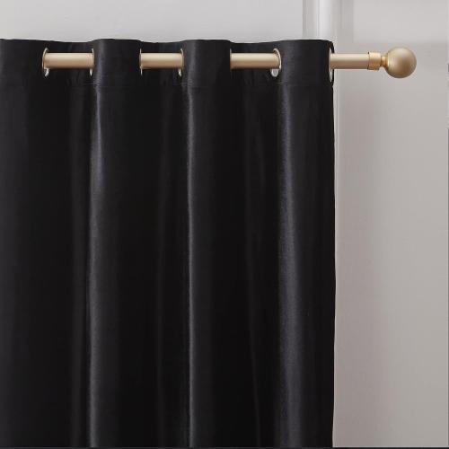 Velvet Black Grommet Blackout Curtains 84 inch Length for Living Room