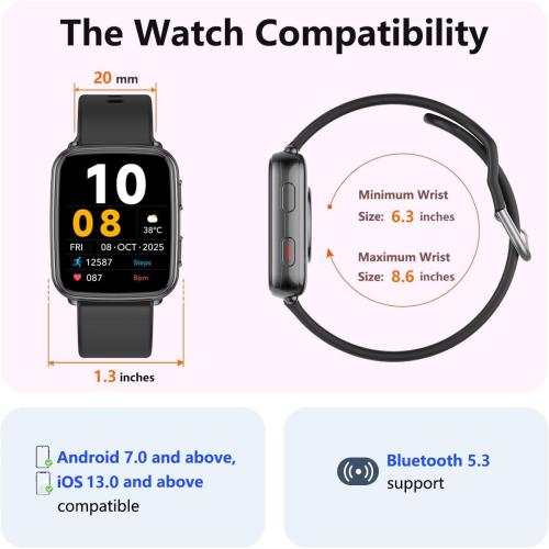 MorePro Fitness Tracker with 24/7 Heart Rate & Blood Pressure Monitor, Blood Oxygen & Sleep Tracker, Smart Watch with Step Calorie Counter, IP68 Waterproof Activity Tracker for Women Men Android iOS