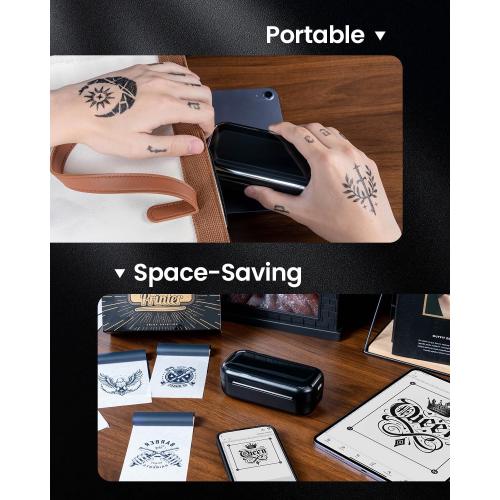 Phomemo Tattoo Stencil Printer with 30pcs Transfer Paper, 2026 Mini Tattoo Stencil Printer, AI Creative Bluetooth Tattoo Printer Machine Easy to Use for Tattoo Beginners, Enthusias, Artists