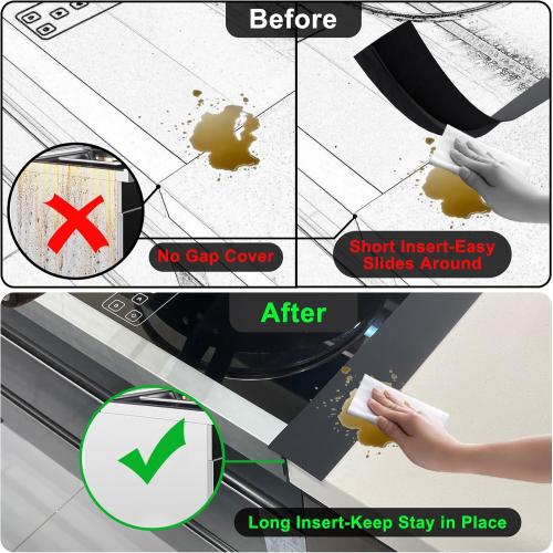 KindGa Silicone Stove Counter Gap Cover - 25 Inch Gap Filler 2 Pack Black