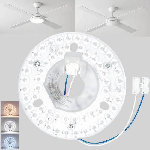 4.92 Ceiling Fan LED Light Board Replacement Upgrade Retrofit Kit Bright Dimmable 120V 18W 3CCT 3000K 4000K 6000K Daylight 1800LM PCB, Magnetic Easy Install in 5min (cover or shade NOT included)