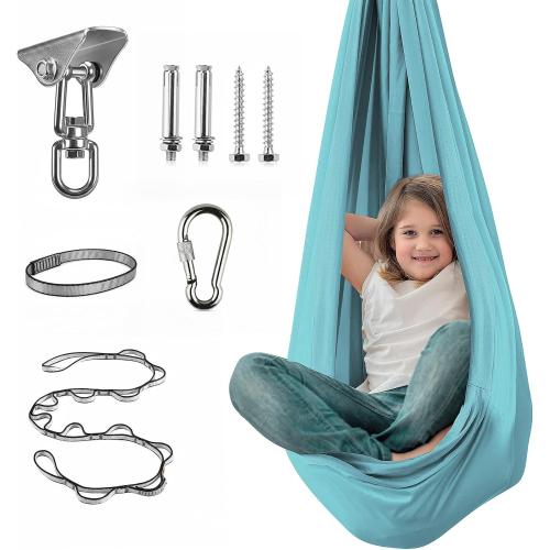 COLOR LIGHT BLUE ❗❗Sensory Swing for Kids & Adults - Holds 300lbs, Indoor Outdoor Sensory Swing for Hug Like Calming Effect