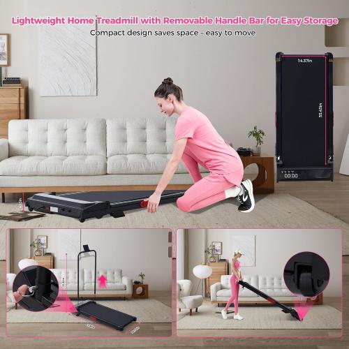 Walking Pad with Handle Bar, 3.5HP Electric Portable Walking Pad Treadmill with Handles, 0.6-10MPH Running Treadmill with Handles for Home Small, Big Screen, 400LBS Capacity
