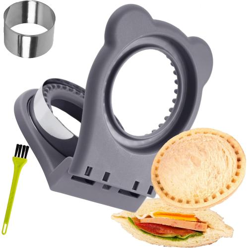 Uncrustable Sandwich Maker Sealer Cutter, Round Shape, Grey