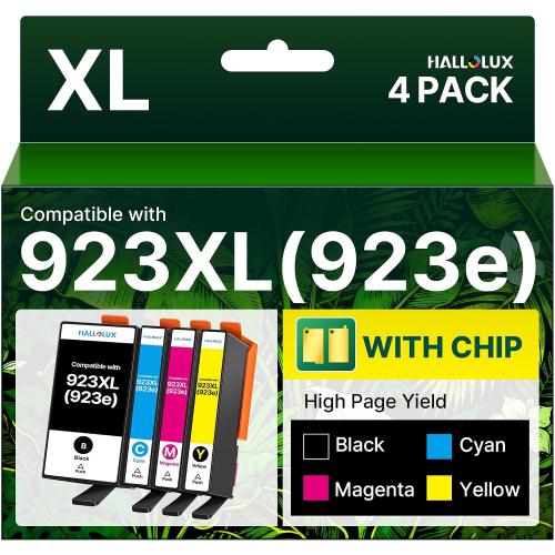923e 923XL 8130e Ink Cartridges with Chip Replacement for HP 923XL Ink Cartridges Combo Pack for OfficeJet Pro 8130e 8135e 8139e 8138e 8122e 8120 8124e 8125e 8130 8132e 8134e (4 Pack, 6C3Y6LN)