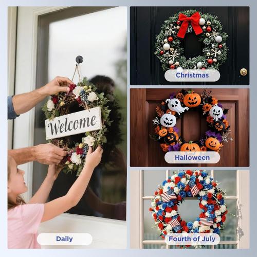 OUTXE Suction Cup Wreath Hanger, Upgraded Reef Hook