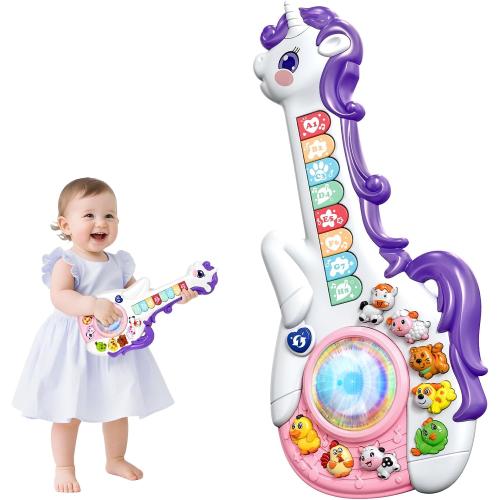 Marstone Toddler Unicorn Musical Learning Guitar 1–3 Years Old Boy and Girl